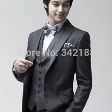 /одна кнопка темно-серый смокинг с лацканами с острыми углами лучшие мужские для шаферов мужские свадебные костюмы/западные свадебные костюмы weddi