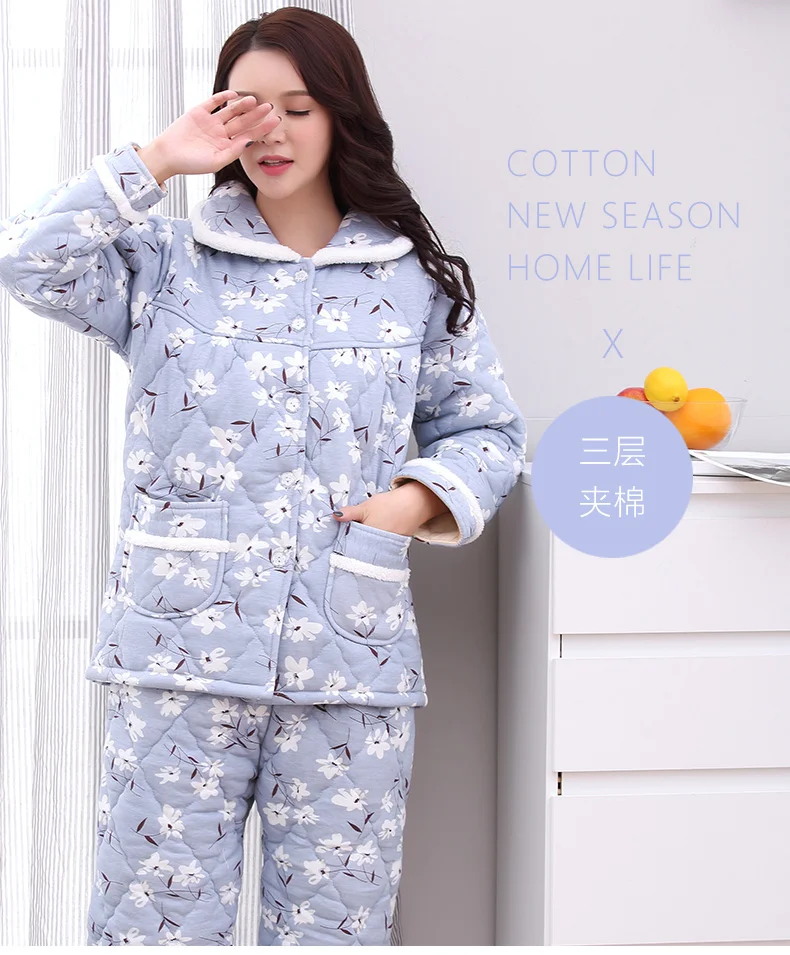 Теплые пижамы для женщин; домашняя пижама с цветочным рисунком; пижамный комплект; женские пижамы; женская домашняя одежда; зимняя теплая Пижама