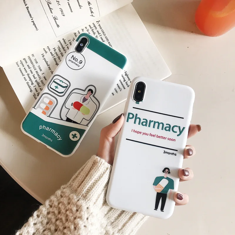 

JAMULAR Capsule Case Cover For iPhone XS MAX XR X 6 6s 7 Plus Pill Logo Frosted Matte Phone Bag For iPhone 8 Letter Soft Fundas