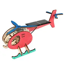 Детский подарок Мини DIY солнечной энергии игрушечный самолет 3D деревянные головоломки ручной сборки модель здания новинка игрушки