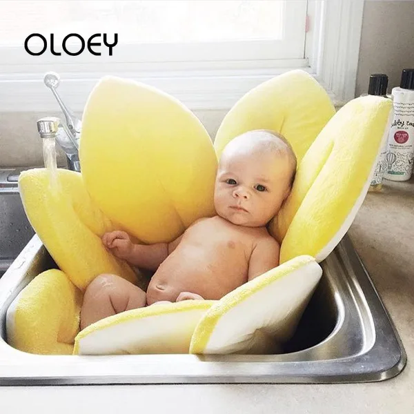 OLOEY الطفل حمام سادة زهرة تزهر حمام الرضع طوي حوض سادة طفل بالوعة دش الوليد اللعب الحصير عباد الشمس وسادة حصيرة