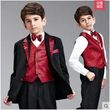 Блейзер для мальчиков на свадьбу, детские костюмы-смокинги из 6 предметов, одежда для детей, комплекты, детская одежда на день рождения, рождественский подарок