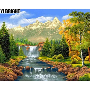 

Diamond Mosaic Cross Stitch Kits Diamond Embroidery "Brook,Mountain,Water Fall" Diamond Painting Full Diamond Home Decorate GT