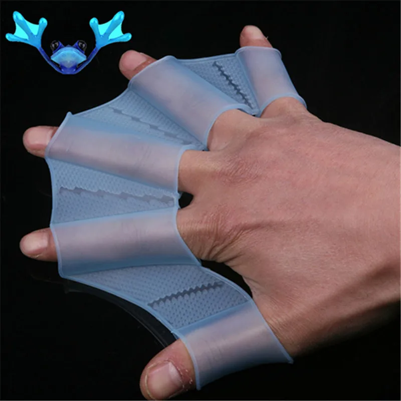 Swimming Finger Webbed Gloves Frog Hand Silicone Flippers Palm Swim Train S GA 