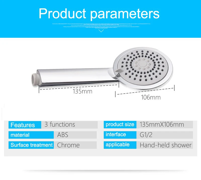 Качество ABS ручная душевая головка хромированная поверхность для ванной комнаты использования