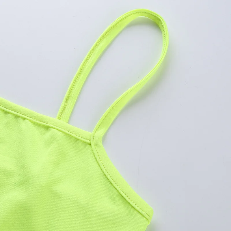 Сексуальный Топ неоновый летняя одежда для Для женщин Новое поступление Спагетти ремень тренировки Топы уличная Cami