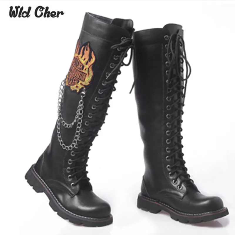 

2017 Over Knee High Boots Mens fire Military Boots Natural Cow Leather Men Long Waterproof Snowboots Equestrian Motocycle Boots