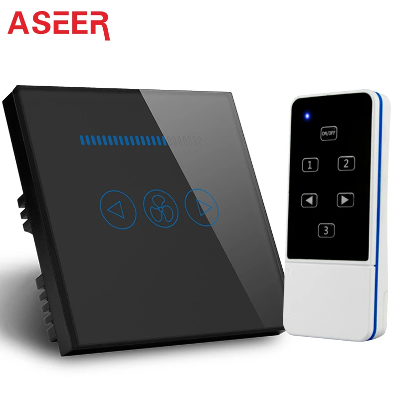 Us 25 44 50 Off Aseer Uk Standard Remote Control Ceiling Fan Speed Switch 600w 3 Speed Mode Ceiling Fan Control Wall Switch Black Crystal Glass In