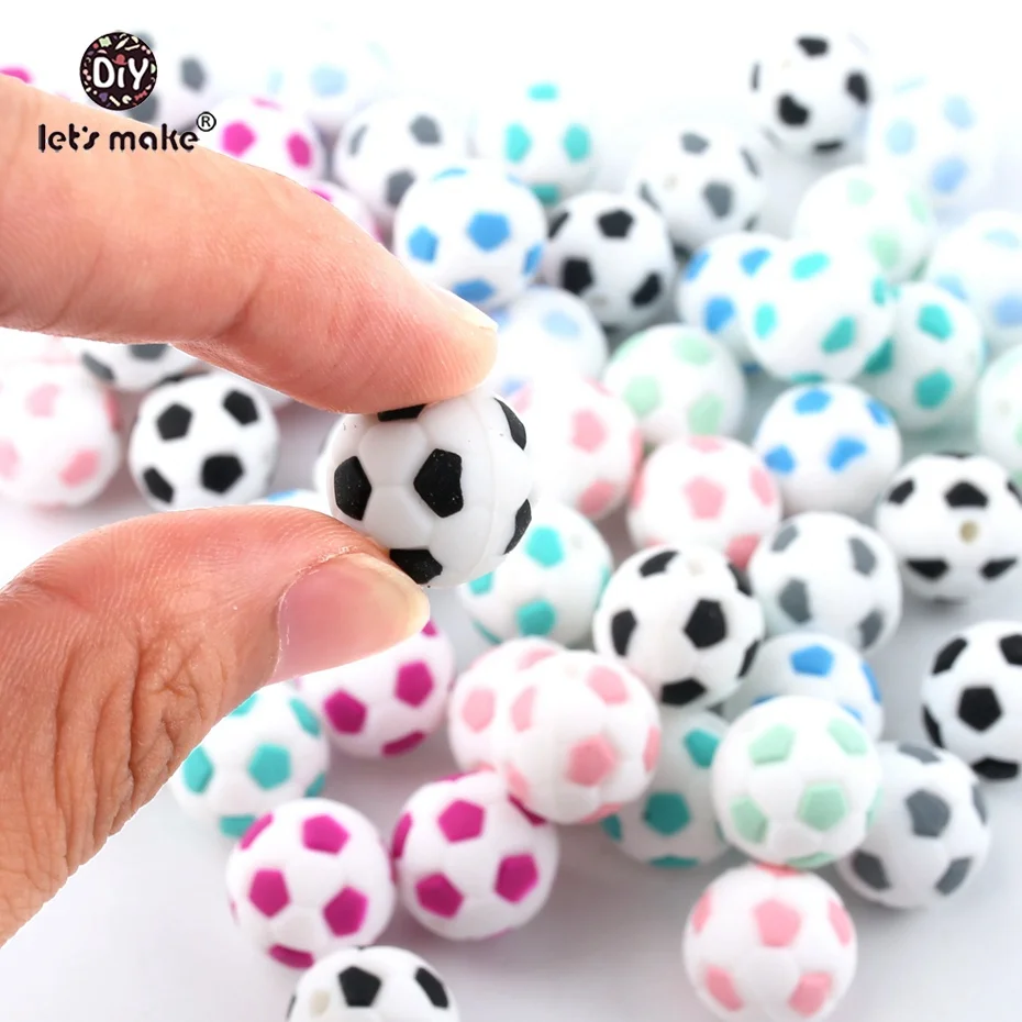 Let's Make Silicone Football 20PC BPA Free Silicone Teether Chewing Beads DIY Crafts Accessories Nursing Pendant