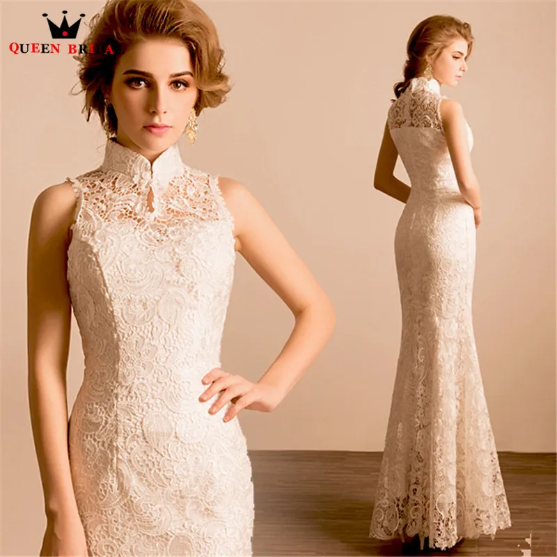 QUEEN BRIDAL Evening Dresses Mermaid High Neck Lace Sexy Long Formal Party Prom Dress Evening Gowns 2018 Vestido De Festa JW73M QUEEN BRIDAL Evening Dresses Mermaid High Neck Lace Sexy Long Formal Party Prom Dress Evening Gowns 2018 Vestido De Festa JW73M