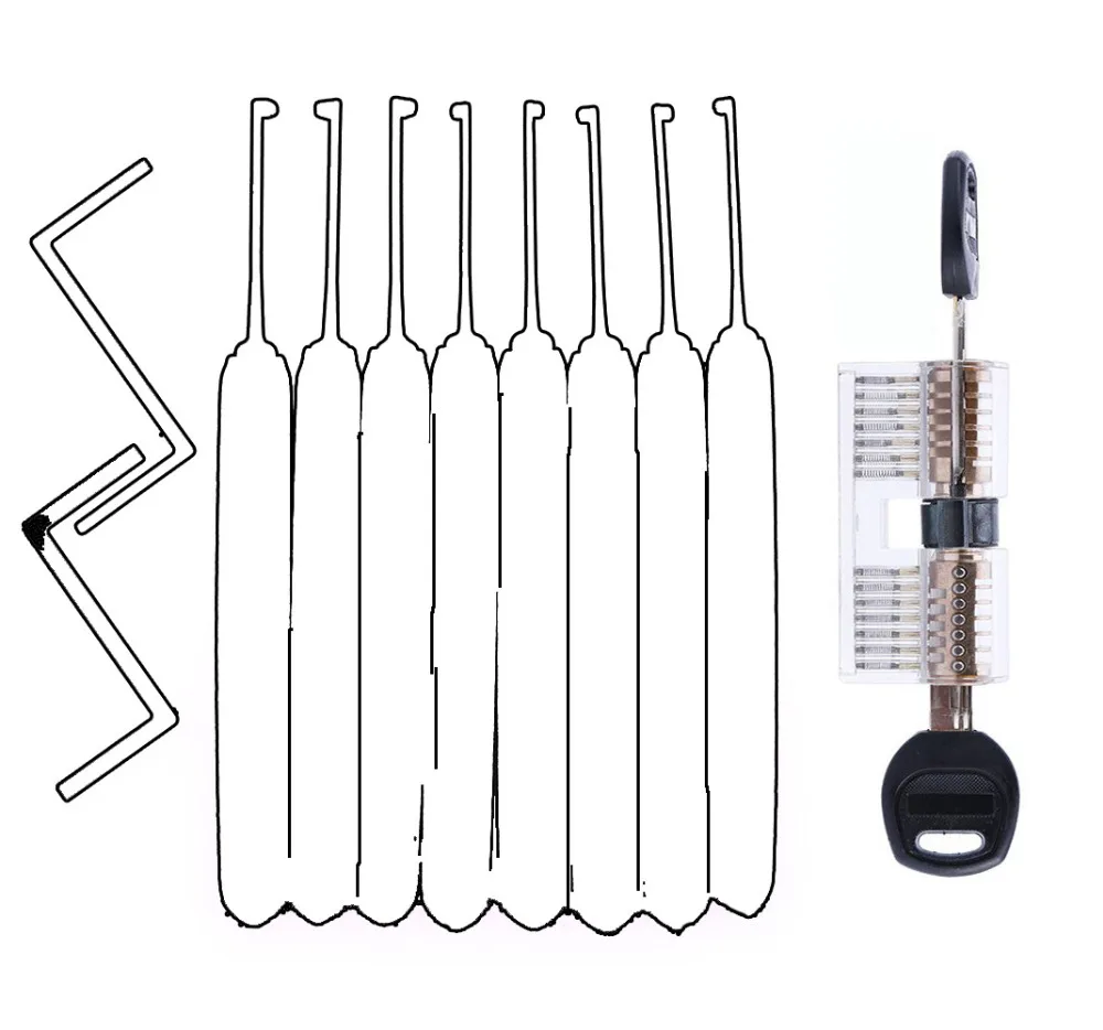 

Free Shipping 14pcs /10pcs Dimple Kaba LockPick Set with Transparent Kaba Lock ,Bump keys Locksmith Tools