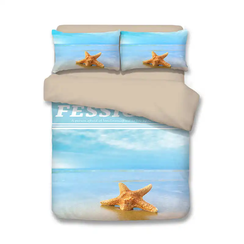 

3D Starfish Beach Scenery print bedding set comforters duvet covers Twin full queen king 3/4pc Children's Adults Light Skyblue