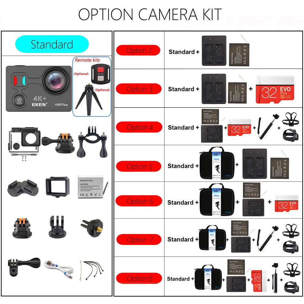 Оригинальная Экшн камера EKEN H9 H9R Plus wifi Ambarella A12 Ultra HD Real 4K 30fps 14MP фото для Panasonic