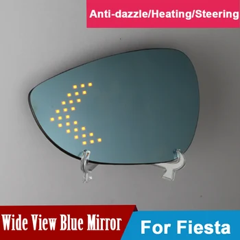 

2 Pcs wing rear view Mirror with multi-curvature blue wide angle LED arrow turn signal lamp heat demist defog for ford fiesta
