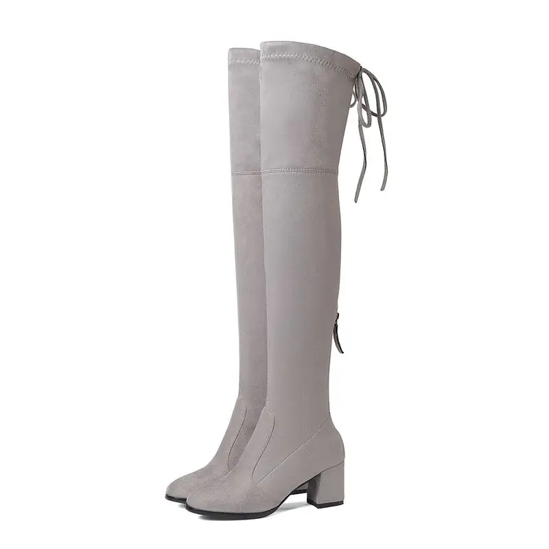 Taoffen/ г. Женские зимние ботинки, 9 цветов модная универсальная обувь выше колена из эластичной ткани женские ботинки повседневная обувь, размеры 34-43