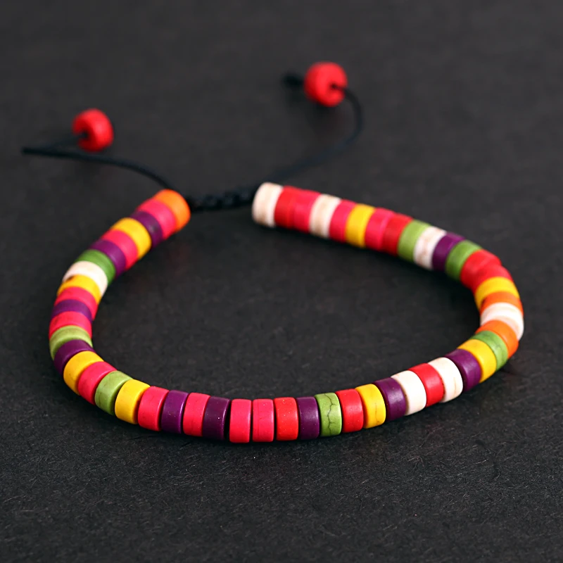 

Stone Beaded Bracelets for Women Men Adjustable Braided Rope Multi Color Bead Casual Boho Bracelet Charm Summer Jewelry Pulseira