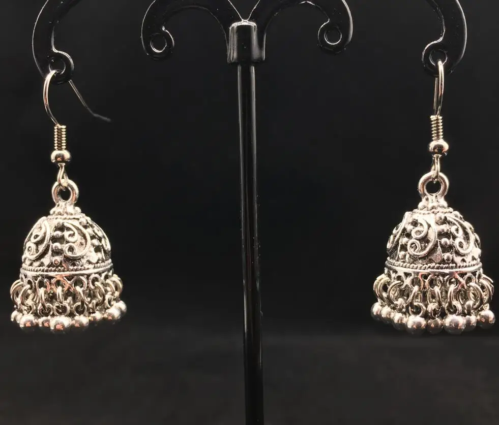 Jhumki индийские женские ювелирные изделия для ушей pusheen серебряные кольца для больших ушей Boho my pending order AliExpress в форме клетки для птицы серьги с кисточками - Окраска металла: 1
