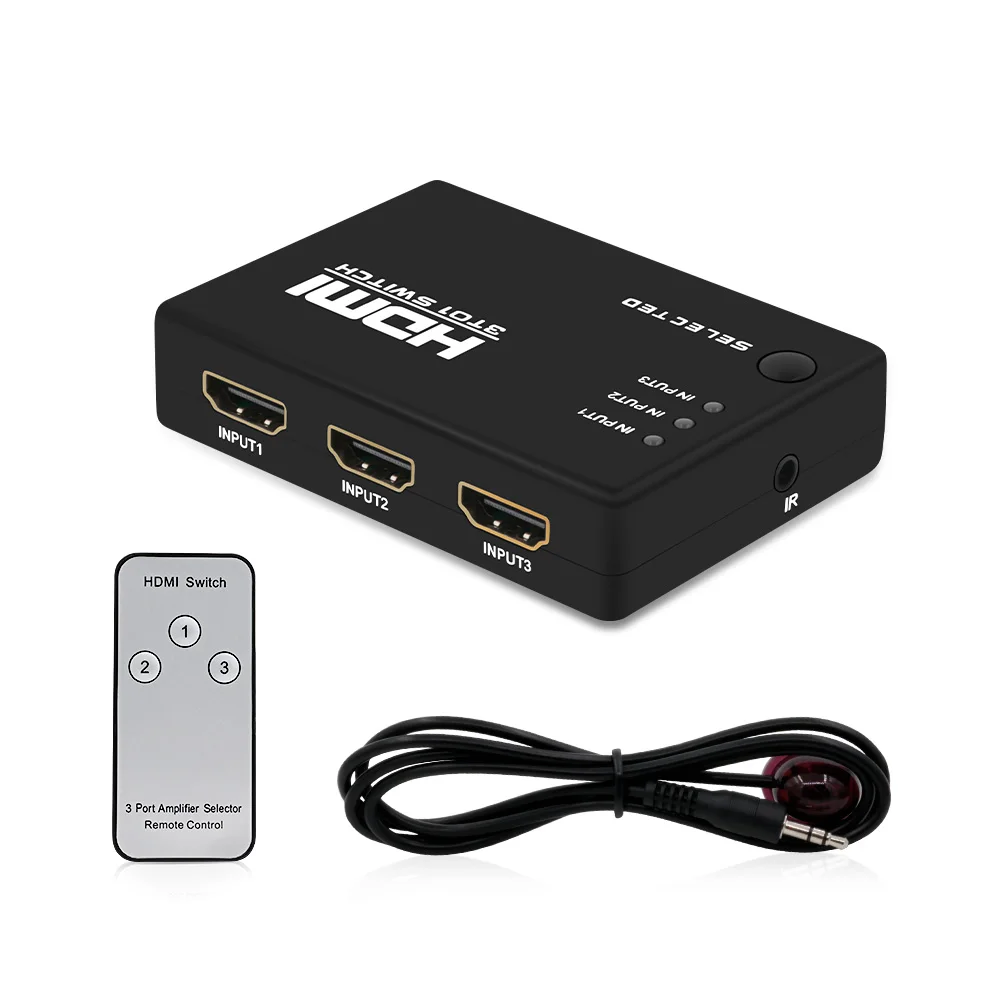 

HDCP HDMI Splitter Full HD 1080p Video HDMI Switch Switcher 3 in 1 out Remote For HDTV PS3 DVD Promotion