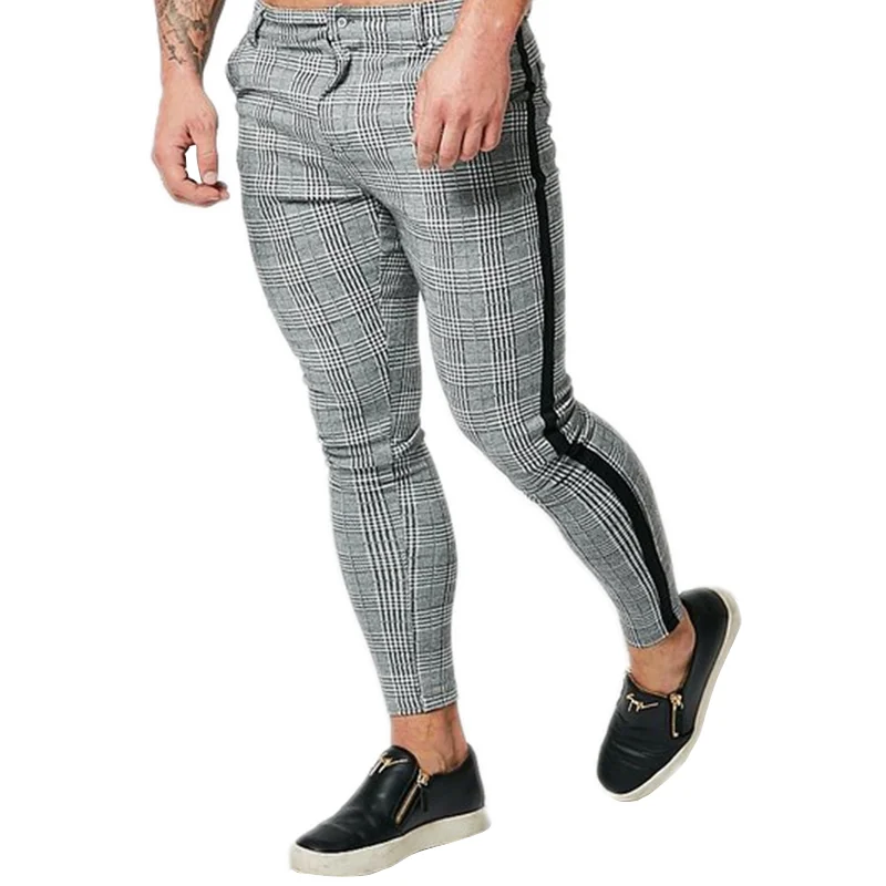 Casual Feet trousers Brand Men Pants Tight Joggers Pants Male Trousers Mens Joggers lattice Pants Sweatpants Large Size XXL