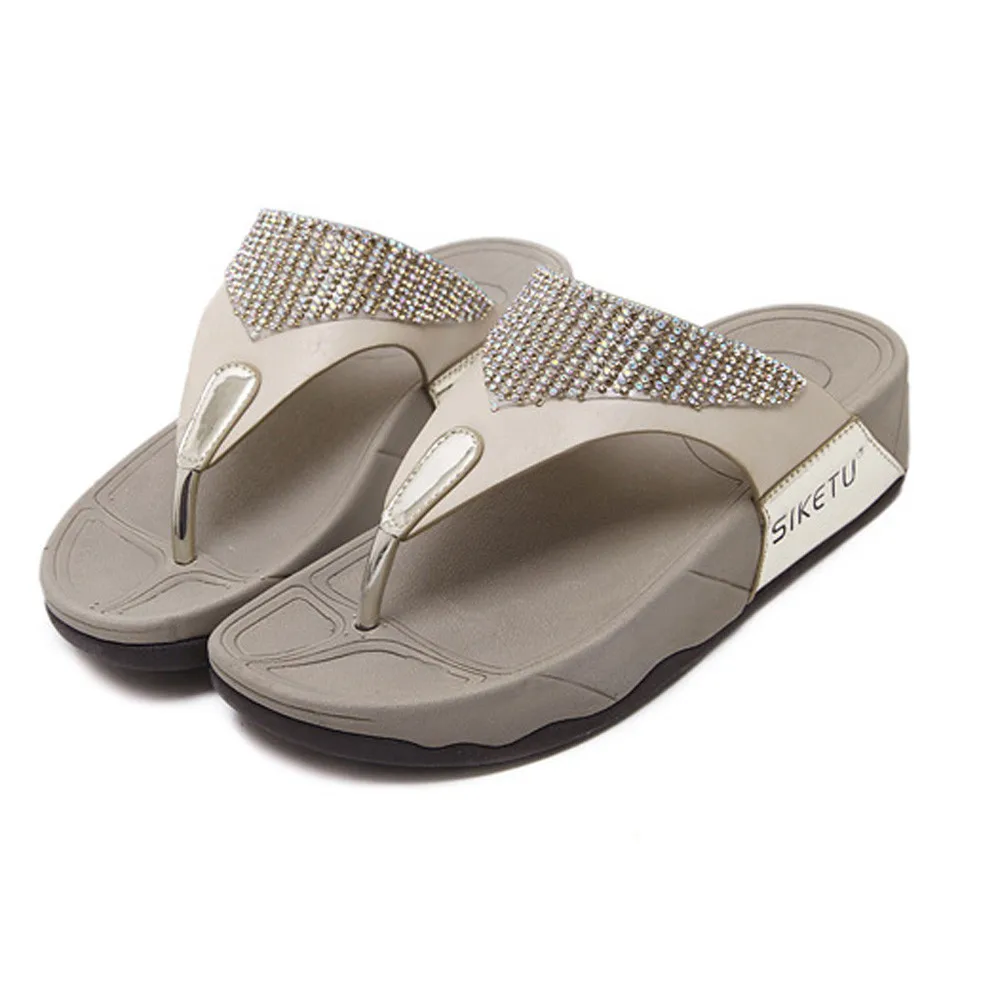 

2019 Good Quality New Arrival Women Fashion Summer Flip Flops Beach Sandals Slippers Plus Size Bohemian Wedge Flops Shoes 15