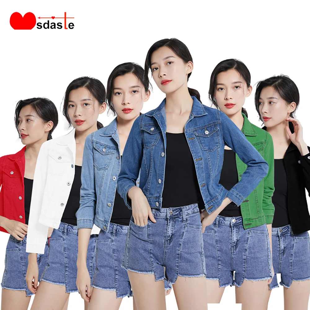 

Basic Jeans Jacket Women New Autumn Woman Denim Womens Coats Jean Jackets Slim Short Coat Female Feminina Chic Jacket for Girls