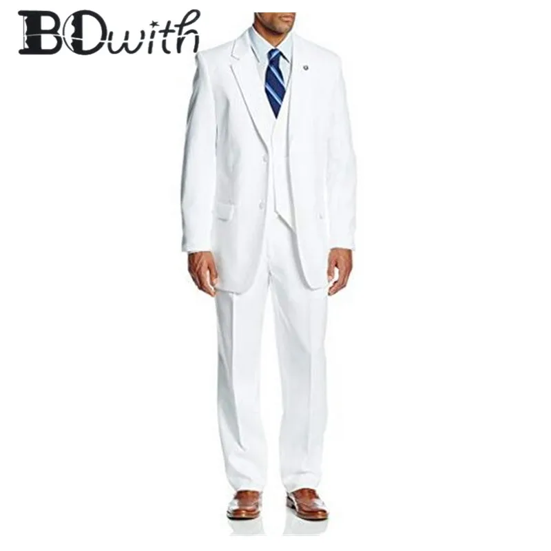 

White Wedding Men Suit Notched Lapel Slim Fit 3 Pieces Jacket+Pants+Vest For Wedding Tuxedos Formal Suits Custom Made