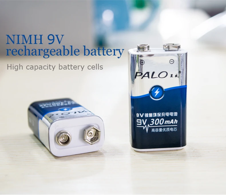 PALO Горячая 9v батарея 300 Высокая емкость 6 шт 9V батареи 6LR61 6F22 006p Nimh 300mah 9V аккумуляторная батарея для игрушечного пульта дистанционного управления