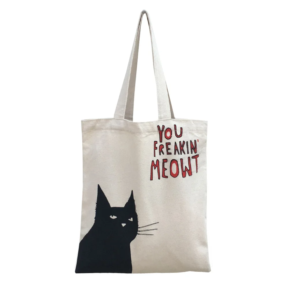 

Cat shopping bag High-Quality Women Men Handbags Canvas Tote bags Reusable Cotton grocery High capacity Shopping Bags
