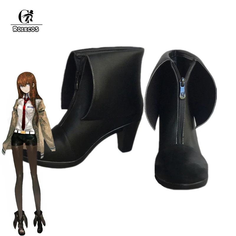

ROLECOS Steins Gate 0 Cosplay Shoes Makise Kurisu Cosplay Boots Women Black Boots Kurisu Makise Steins Gate 0 Cos