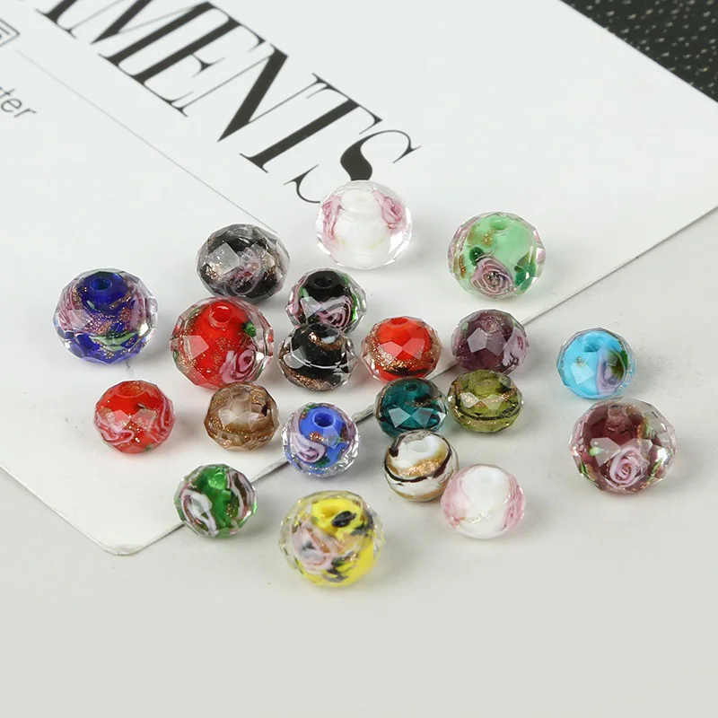 

6X8mm 8X10mm Flower Glass Beads Spacer Crystal Lampwork Millefiori Charms Beads Loose for Bracelet Jewelry Making & DIY Craft