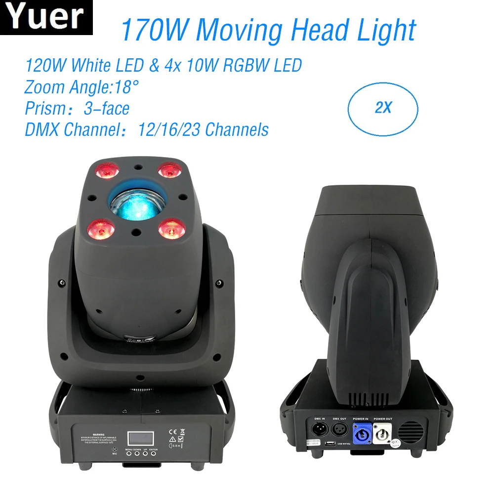 2Pcs/Lot 120W White LED 4x10W RGBW LED DMX512 Contorl Sound Party Equipment DJ Disco Club KTV LED Spot Moving Head Lights