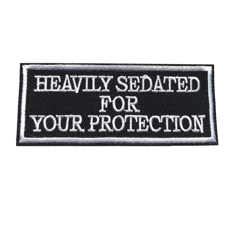 

9CM Black Embroidered Letters Sew Iron On Patches Badges Your Protection For Bag Jeans Hat T Shirt DIY Appliques Craft Decor