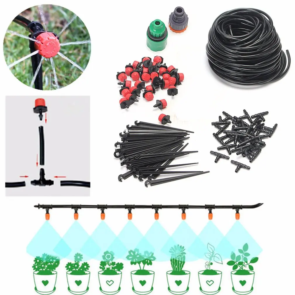 25m 82ft DIY Drip Irrigation System Automatic Self Watering Garden Hose