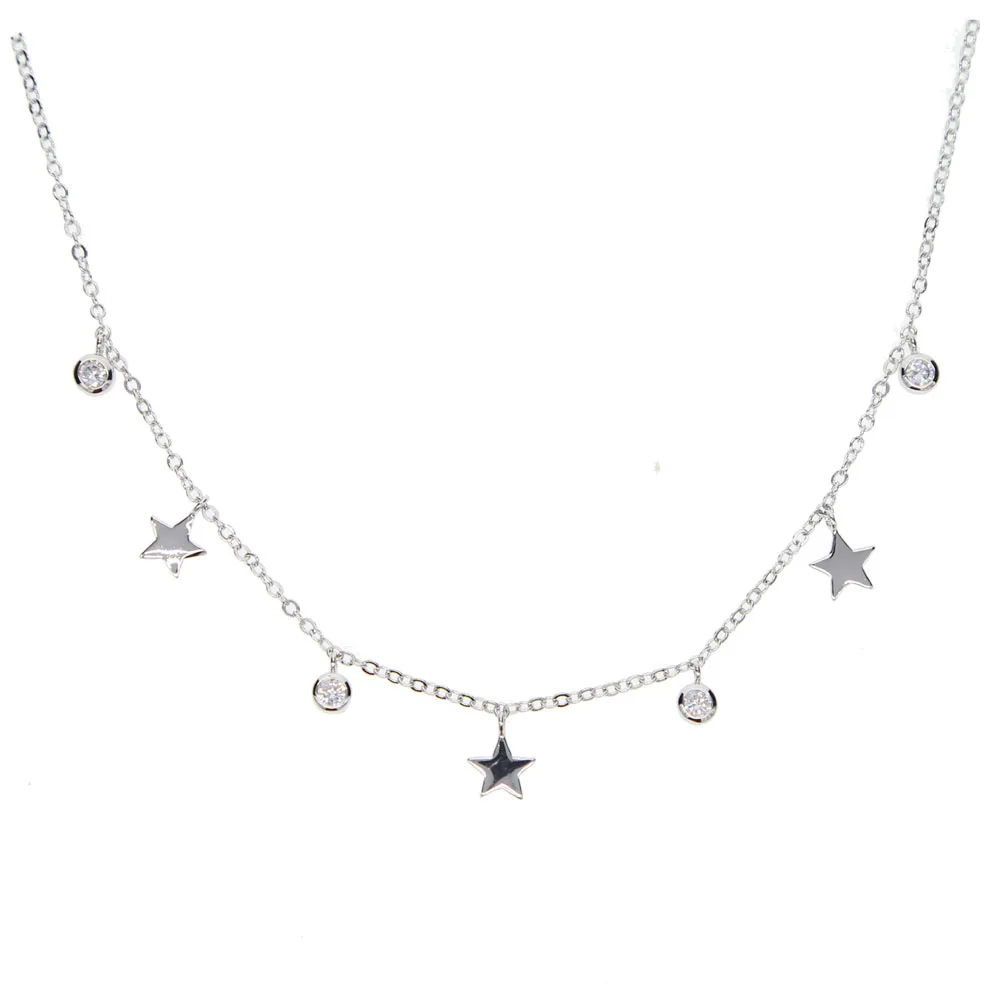 

cheap brass jewelry wholesale dainty star charm cz drop new design dainty girl choker statement fashion necklace gold color