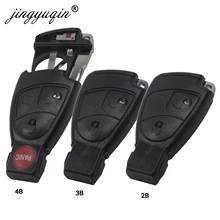 jingyuqin Smart Car Remote Key Case Fob Shell For Mercedes Benz MB C E ML S SL SLK CLK AMG 2/3/4 Buttons + Battery Clamp Blade