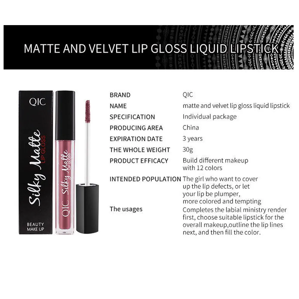 Женская блестящая матовая губная помада для макияжа velve Lipstick ...