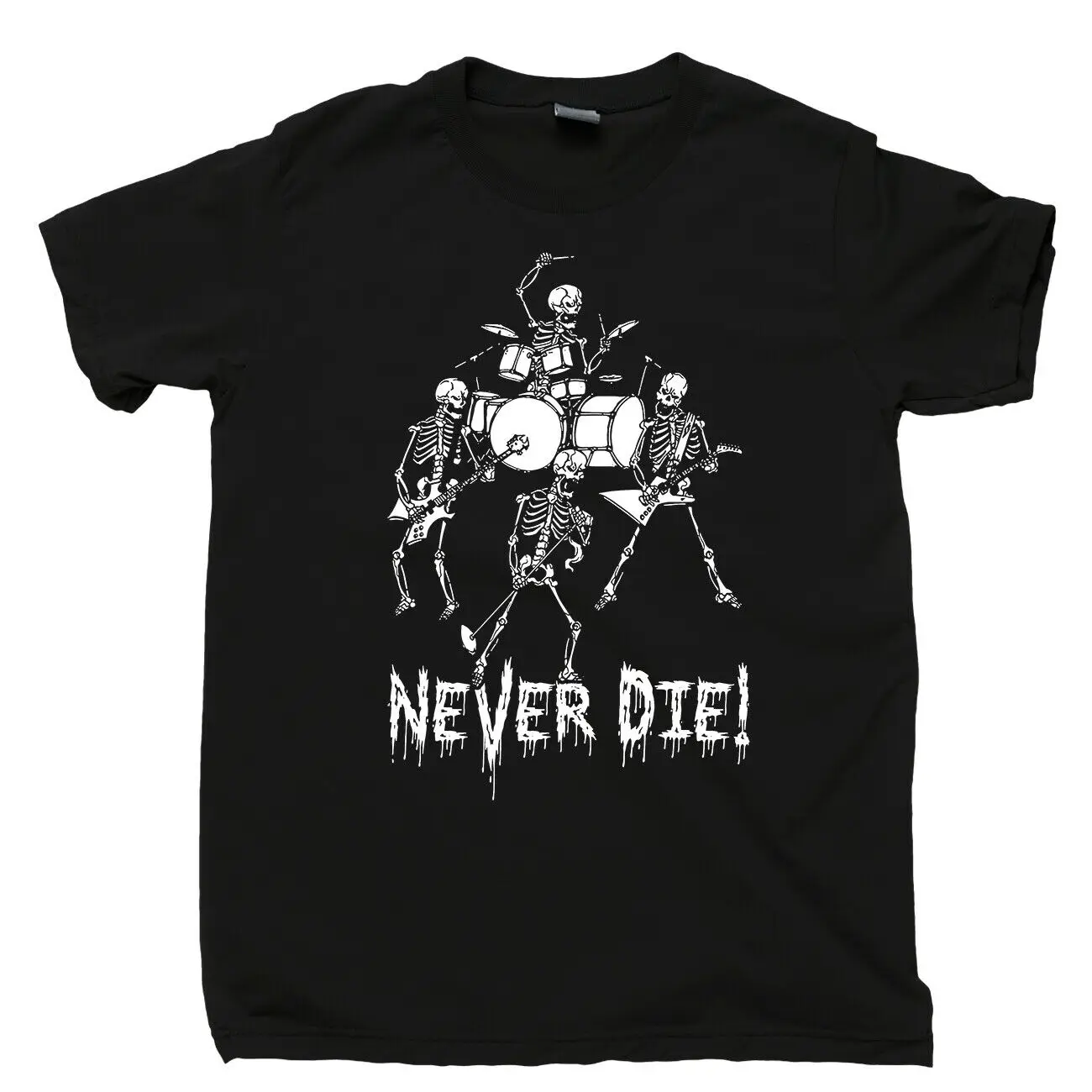Футболка с тяжелым металлическим скелетом и черепом Rock N Roll Forever Never Die Tee | Мужская