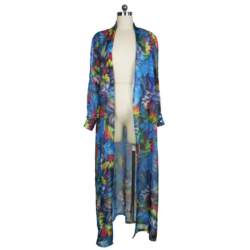 2018 Summer Beach Cover Up Chiffon Cardigan Tops Long (7)