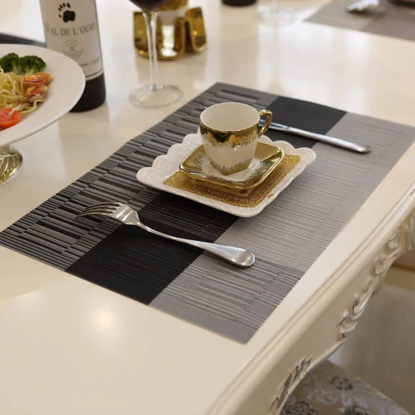 

4PCS Placemats PVC Dining Table Mat 40x30cm Disc Bowl Pads Coasters Waterproof Table Cloth Pad Modern Non-slip Pad