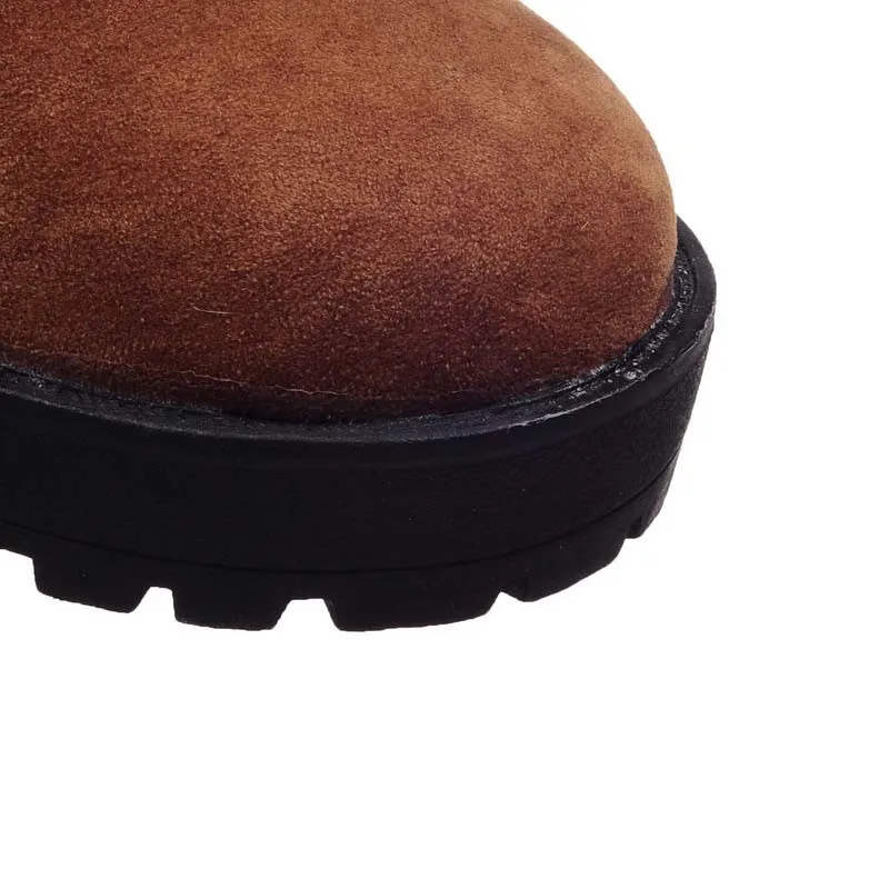 ANMAIRON/зимние ботинки; Модные женские ботинки черного цвета на теплом меху со шнуровкой и круглым носком; женские полуботинки на платформе для отдыха