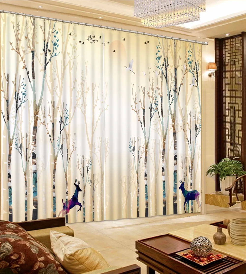 

Modern Fashion Curtains brief tree Curtains For Living room 3D Blackout Curtain For Bedroom Printing Curtains Drapes