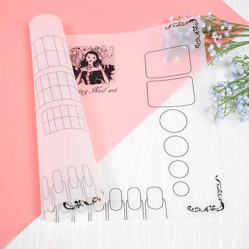 

Professional Nail Art Workspace Stamping Plate Clear Silicone Color Pat Stamping Nail Art Washable Mat Table for Nail Shop/Home