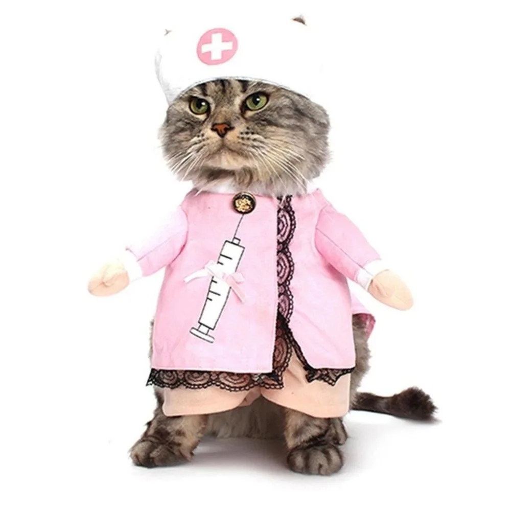 Funny Pet Nurse Uniform Soft S XL Kitten Shirt Pet Cats Dogs Clothes