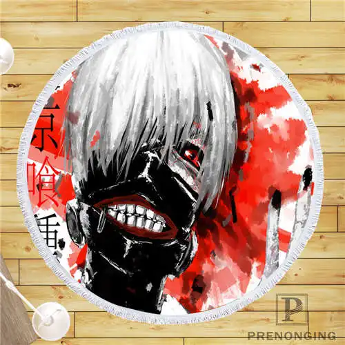 Пользовательские DIY из микрофибры по индивидуальному заказу ткань tokyo_ghul (1) @ круглый пляжный коврик полотенце напечатано по требованию 150
