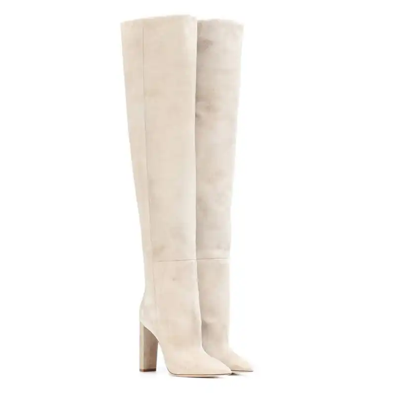 Cream color knee high boots Clearance