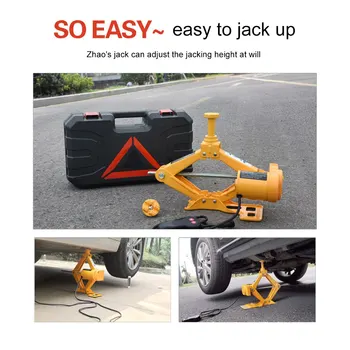 

Portable 12V Car Jack Electric Jack Auto Lifting Scissor Jack Kit with LED Floor Jack Set Tire Replacing Repair Tools Kit