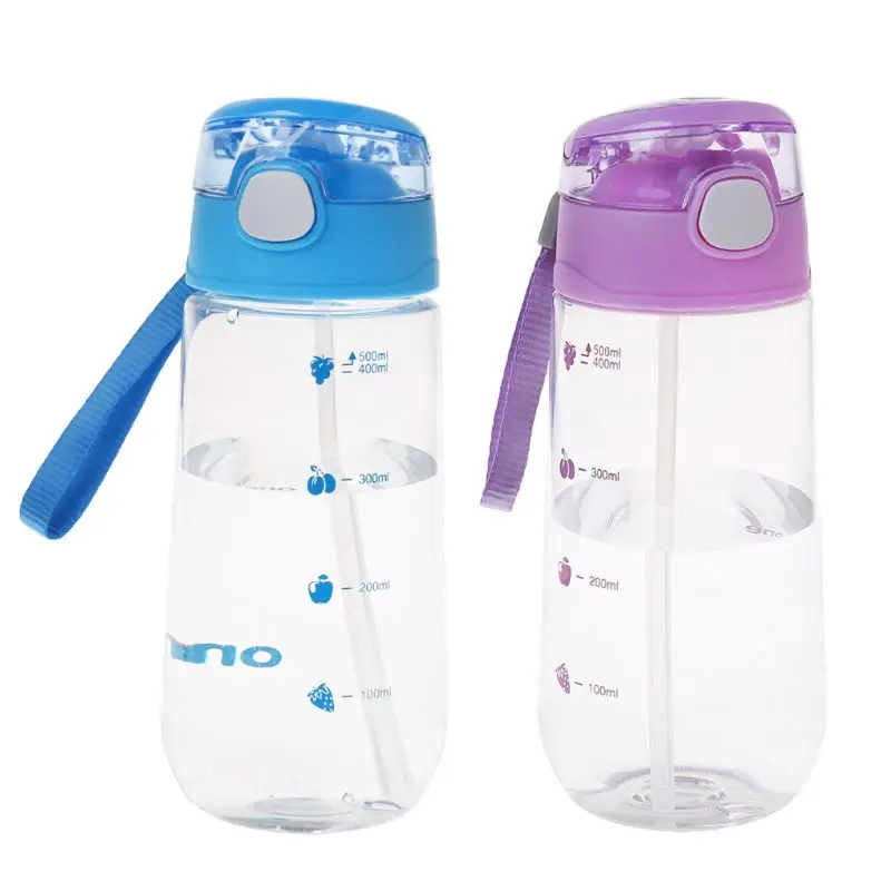 

500ml kids Water Bottle with Straw children water Drinking Pot for Water Bottles Plastic Portable Bottle