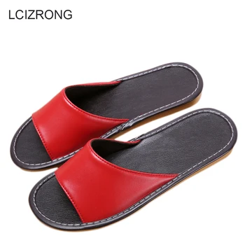 

LCIZRONG 7 Colors Leather Lover Women Slippers 35-44 Size Comfortable Home Family Slippers High Quality Non-slip Unisex Shoes