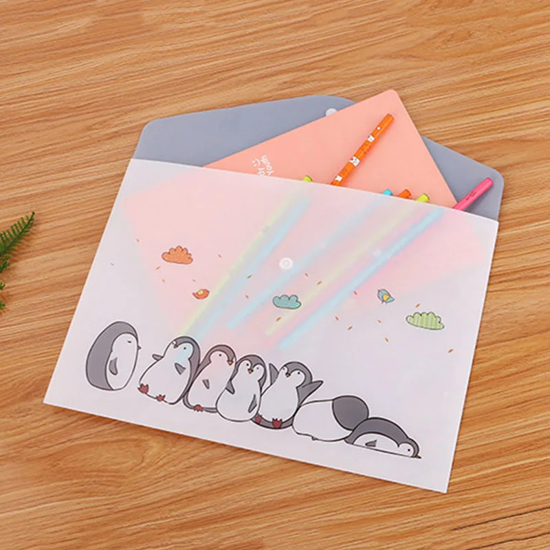 

Kawaii Waterproof Penguin Document Folder Case Student School Office Stationery Cartoon Business File Folder Data Organizer Bag