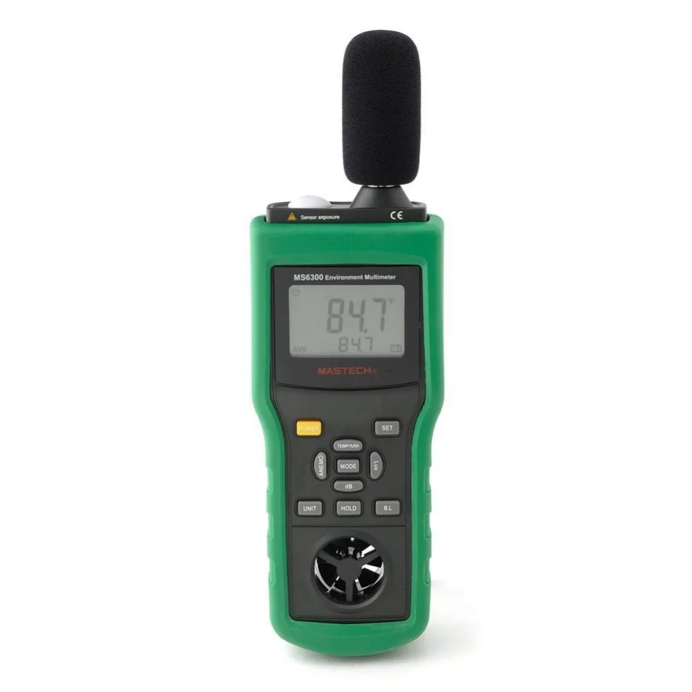 

MASTECH MS6300 Digital Multifunction Environment Meter Temperature Humidity Sound Level Air Flow Meter illum